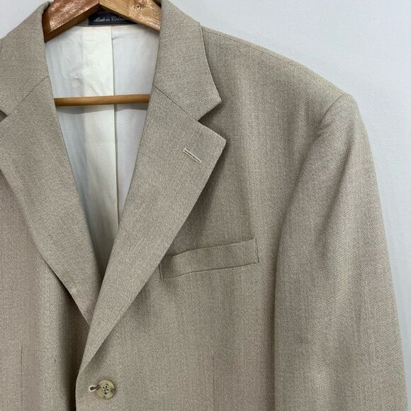 Vintage Oscar de la Renta 3 Button Sport Coat, Beige Silk-Wool Blazer - Picture 2 of 11